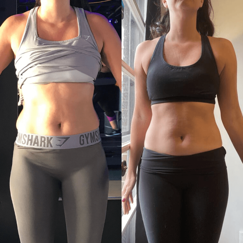 A transformation picture of a women nicole nahed trained.