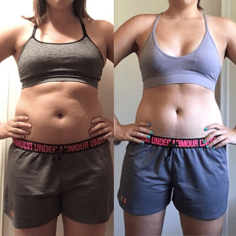 A transformation picture of a women nicole nahed trained.