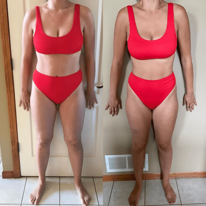 A transformation picture of a women nicole nahed trained.