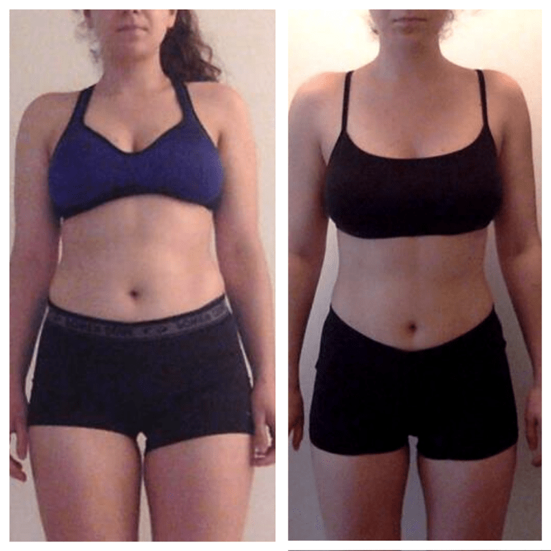 A transformation picture of a women nicole nahed trained.