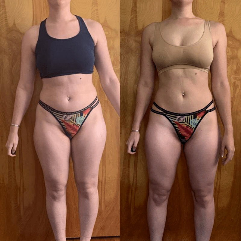 A transformation picture of a women nicole nahed trained.