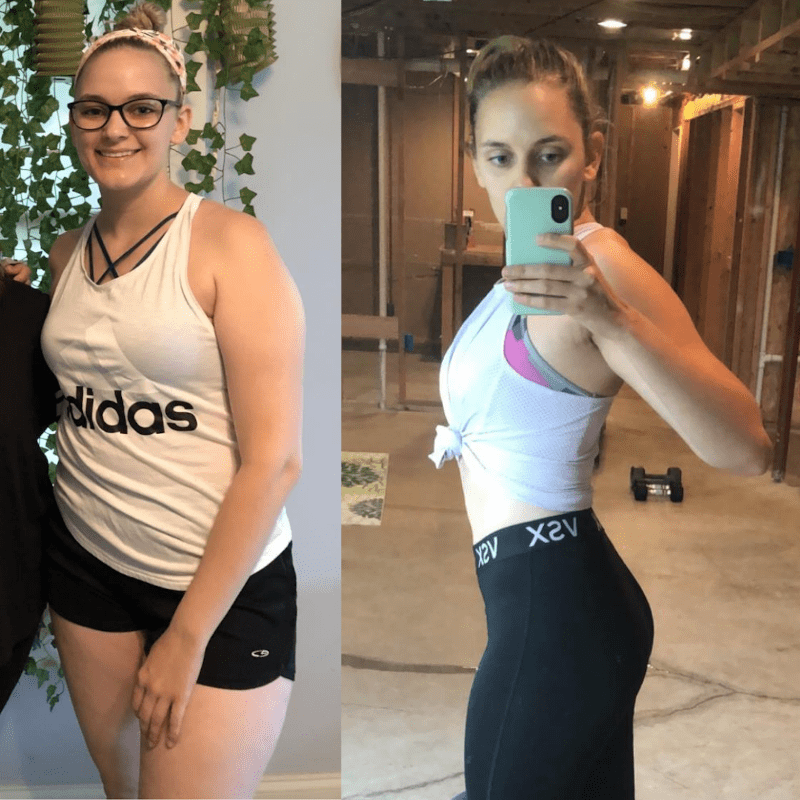 A transformation picture of a women nicole nahed trained.